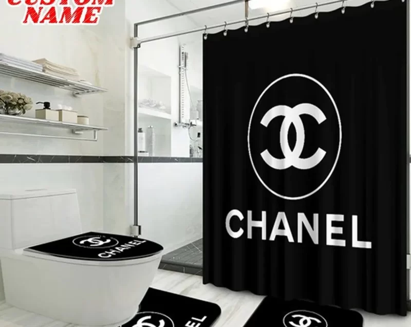 Chanel Type Shower Curtain Waterproof Luxury Bathroom Mat Set Luxury - Shower Curtain Luxury Curtains BRS355