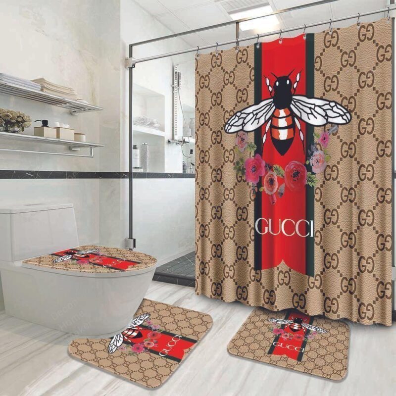 Gucci Bathroom Set Luxury Shower Curtain Waterproof Luxury Brand With Logo Gucci BRS007