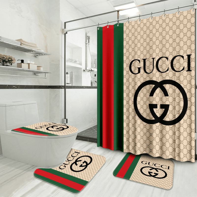 Gucci Bathroom Set Luxury Shower Curtain Waterproof Luxury Brand With Logo Gucci BRS010