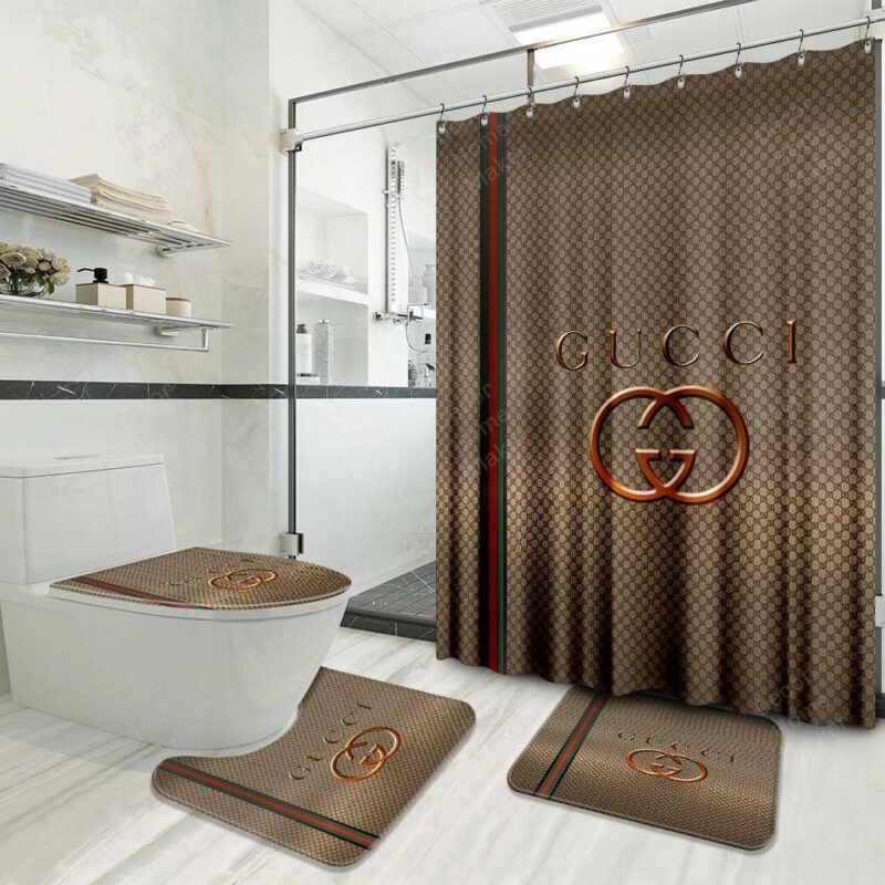 Gucci Bathroom Set Luxury Shower Curtain Waterproof Luxury Brand With Logo Gucci BRS013