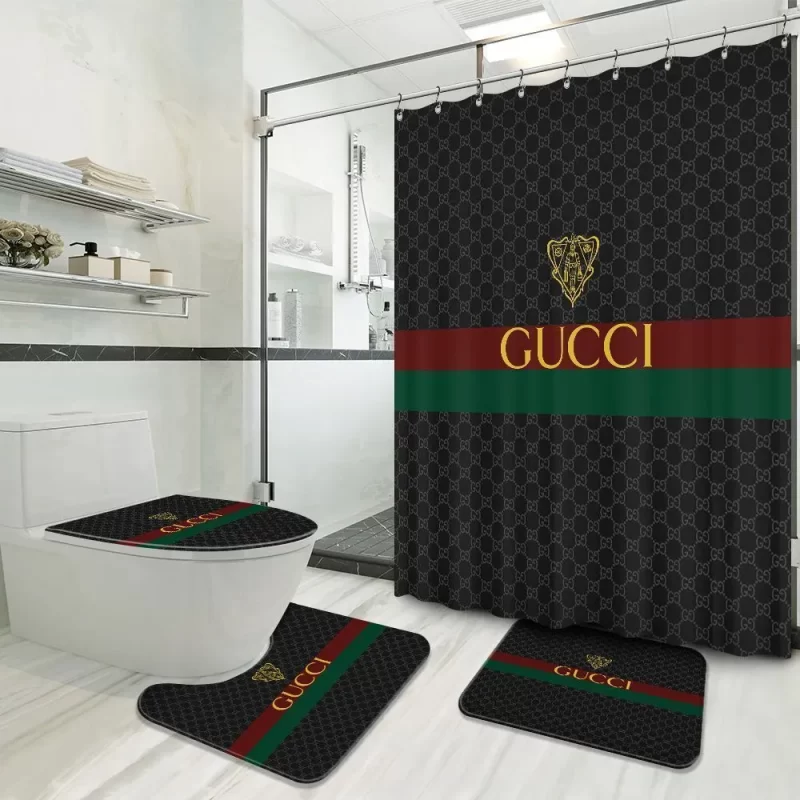 Gucci Bathroom Set Luxury Shower Curtain Waterproof Luxury Brand With Logo Gucci BRS139