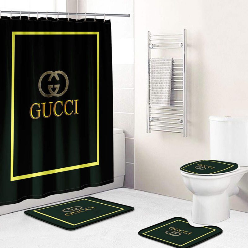 Gucci Bathroom Set Yellow And Black Full Shower Curtain BRS266