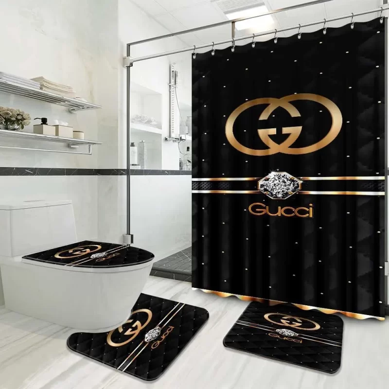 Gucci GC Type Shower Curtain Waterproof Luxury Bathroom Mat Set Luxury Brand Shower Curtain Luxury Curtains BRS319