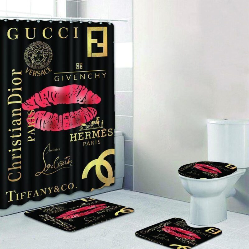 Gucci Luxury Bathroom Set Christian Dior Versace Shower Curtain BRS255