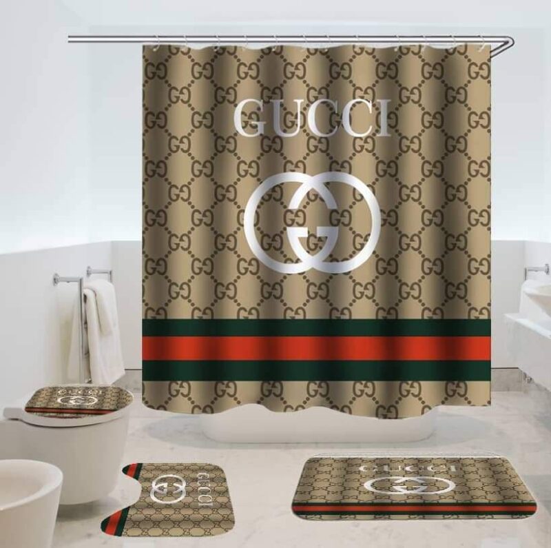 Gucci Luxury Shower Curtain Waterproof Luxury Bathroom Mat Set BRS003