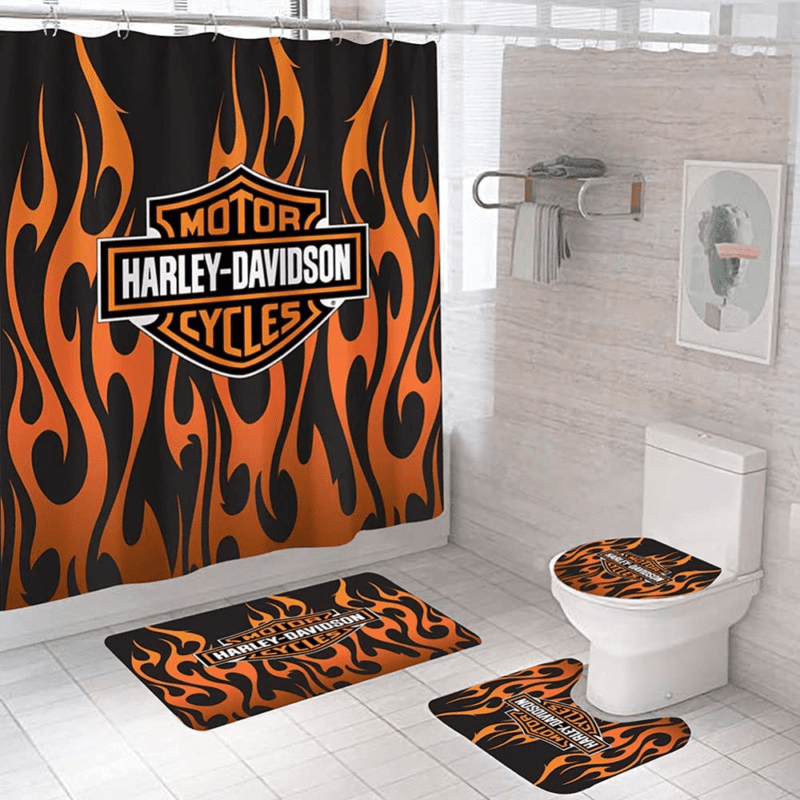 Harley Davidson Bathroom Set - Shower Curtain Set - Gift Idea For Fans BRS114
