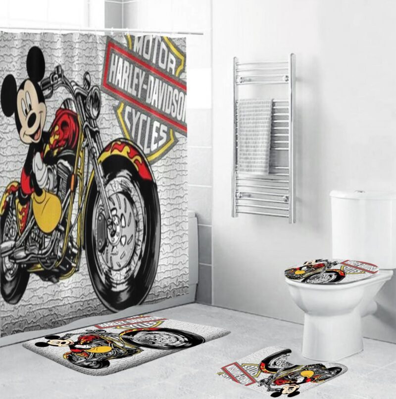 Harley Davidson In Funny Cartoon Theme Print Bathroom Set BRS024