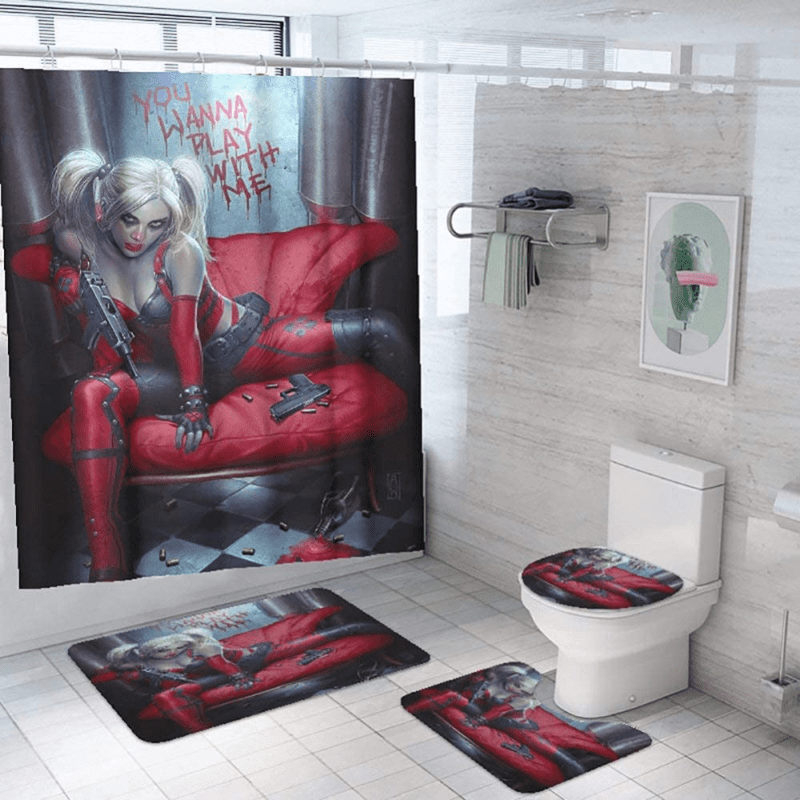 Harley Quinn Movie Bathroom Set - Shower Curtain Set BRS078