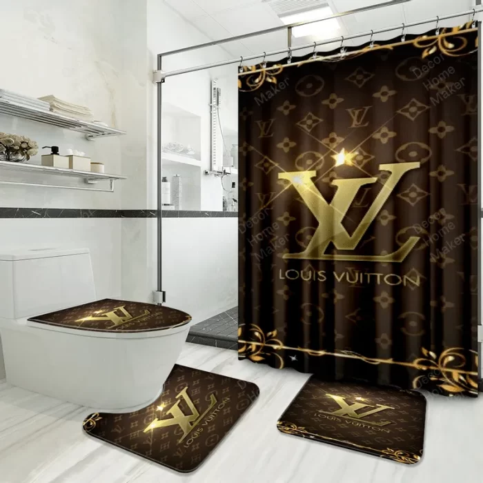 Louis Vuitton Bathroom Set, Luxury Shower Curtain Waterproof Luxury Brand  With Logo Louis Vuitton #50 - Tagotee