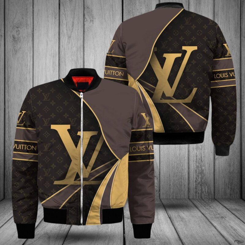 Louis Vuitton Brown Big Logo Luxury Brand Bomber Jacket BJ04515