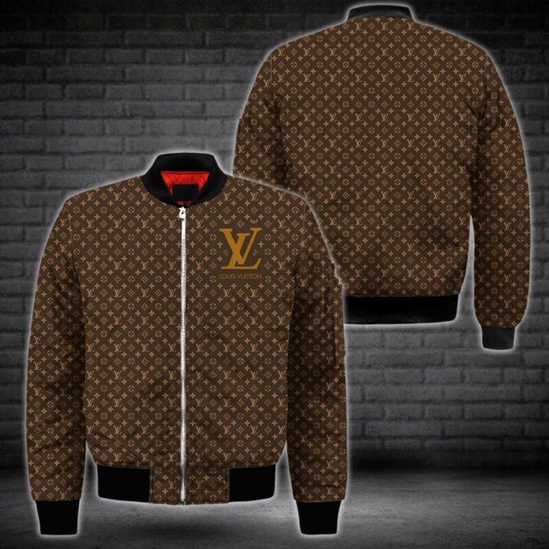 Louis Vuitton Brown Logo Fashion Luxury Brand Premium Bomber Jacket BJ04482