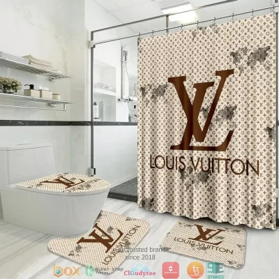 Louis Vuitton Luxury Bathroom Set Shower Curtain Style BRS875