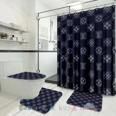 Louis Vuitton Luxury Bathroom Set Shower Curtain Style BRS879