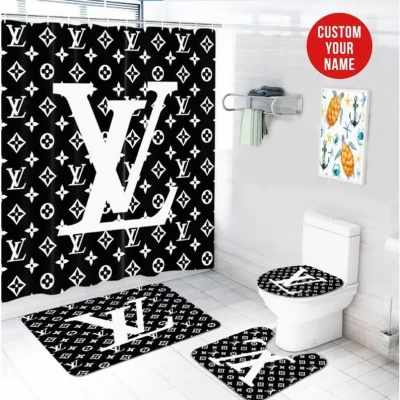 Louis Vuitton Lv Luxury Type Shower Curtain Waterproof Luxury Bathroom Decoration Luxury Brand Curtains BRS317