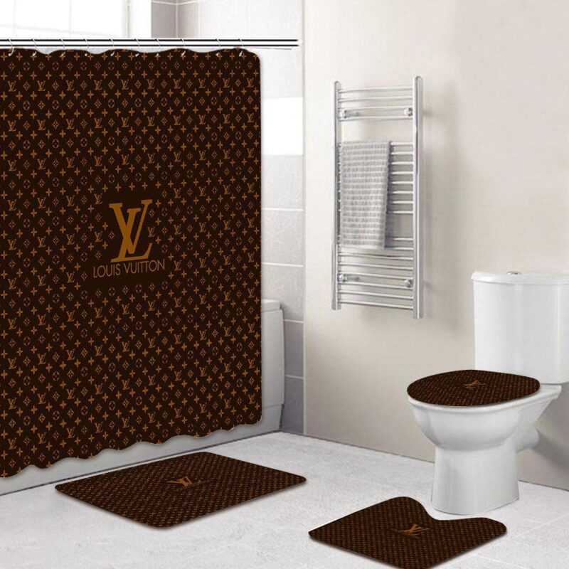 Louis Vuitton Shower Curtains Brown Full Bathroom Sets BRS236