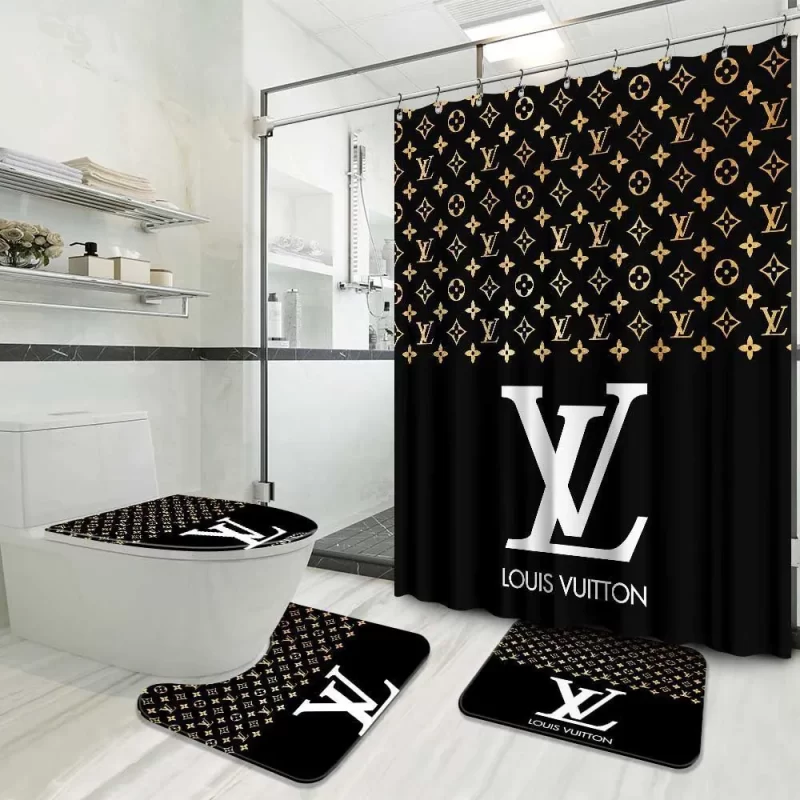 Lv Louis Vuitton Bathroom Set Luxury Shower Curtain Waterproof Luxury Brand Lv Lv Louis Vuitton Style Model BRS074