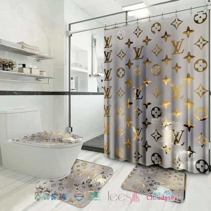 Louis Vuitton Blue Luxury Brand Premium Bathroom Set Home Decor