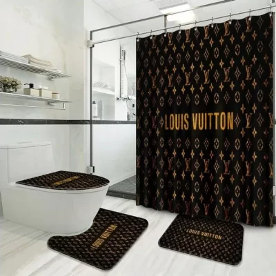 Lv Luxury Type Shower Curtain Waterproof Luxury Bathroom Mat Set Luxury Brand Shower Curtain Luxury Curtains BRS304