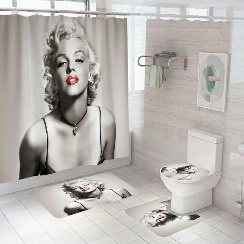 Marilyn Monroe Hollywood Actress Custom Shower Curtain Waterproof Bathroom Decor Bat Mat Sets Curtains BRS417