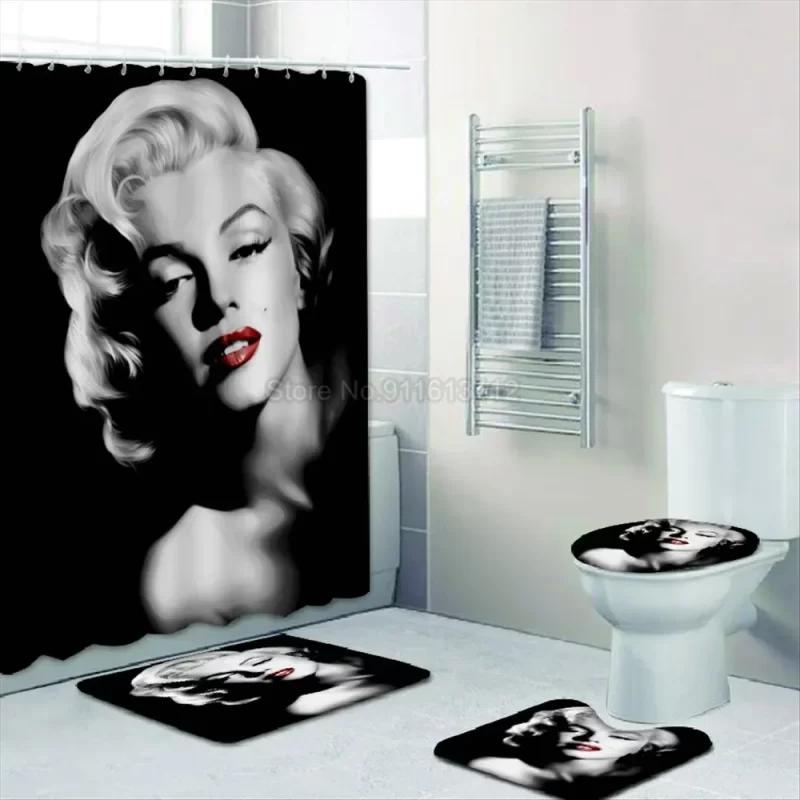 Marilyn Monroe Hollywood Actress Custom Shower Curtain Waterproof Bathroom Decor Bat Mat Sets Curtains BRS419