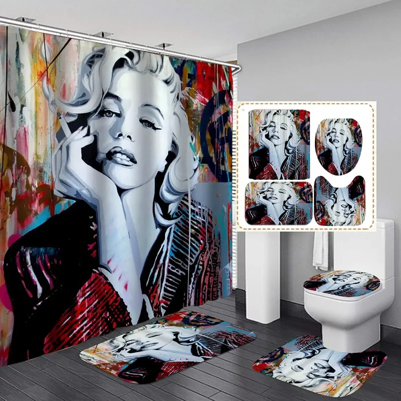 Marilyn Monroe Hollywood Actress Custom Shower Curtain Waterproof Bathroom Decor Bat Mat Sets Curtains BRS420