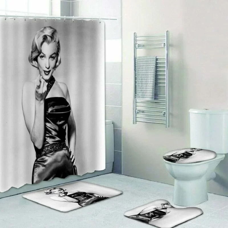 Marilyn Monroe Hollywood Actress Custom Shower Curtain Waterproof Bathroom Decor Bat Mat Sets Curtains BRS422