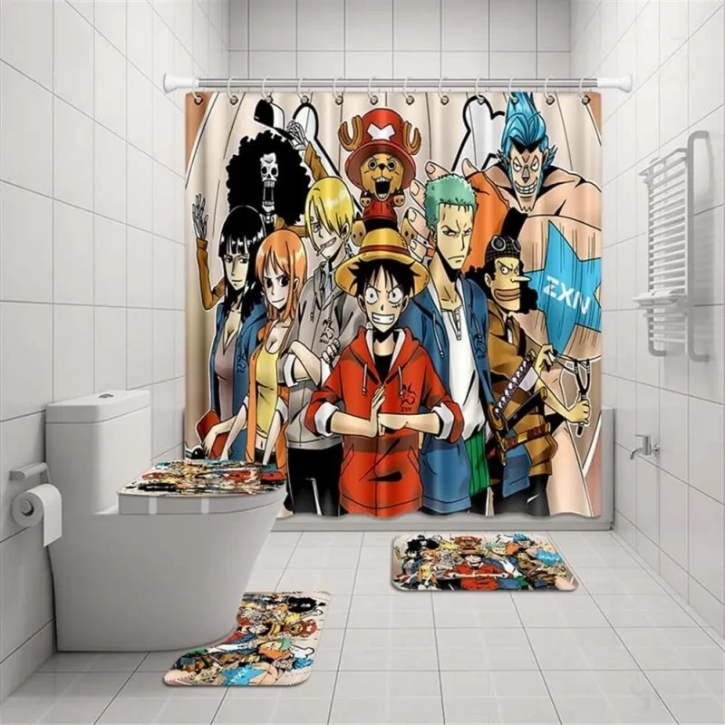 One Piece Japanese Anime Straw Hat Pirates Crew Luffy Bathroom Sets Bath Mat Toilet Lid Cover BRS572