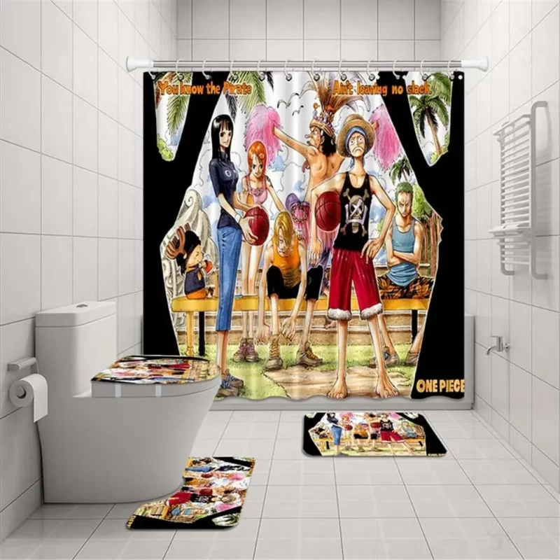 One Piece Japanese Anime Straw Hat Pirates Crew Luffy Bathroom Sets Bath Mat Toilet Lid Cover BRS573