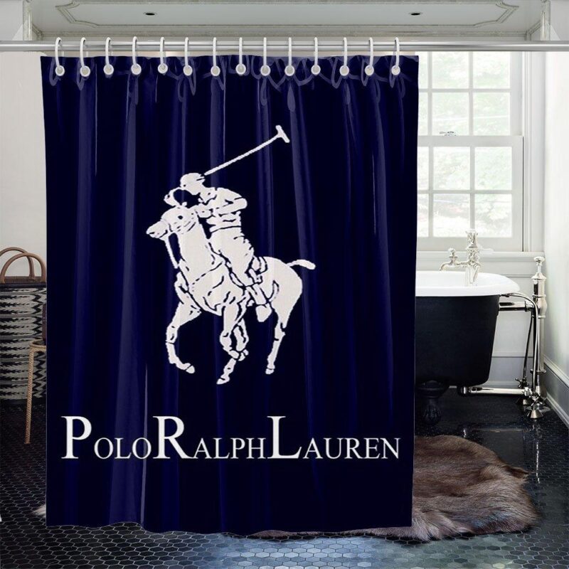 Ralph Lauren Polo Blue Shower Curtains Bathroom Toilet Cover Mat BRS006