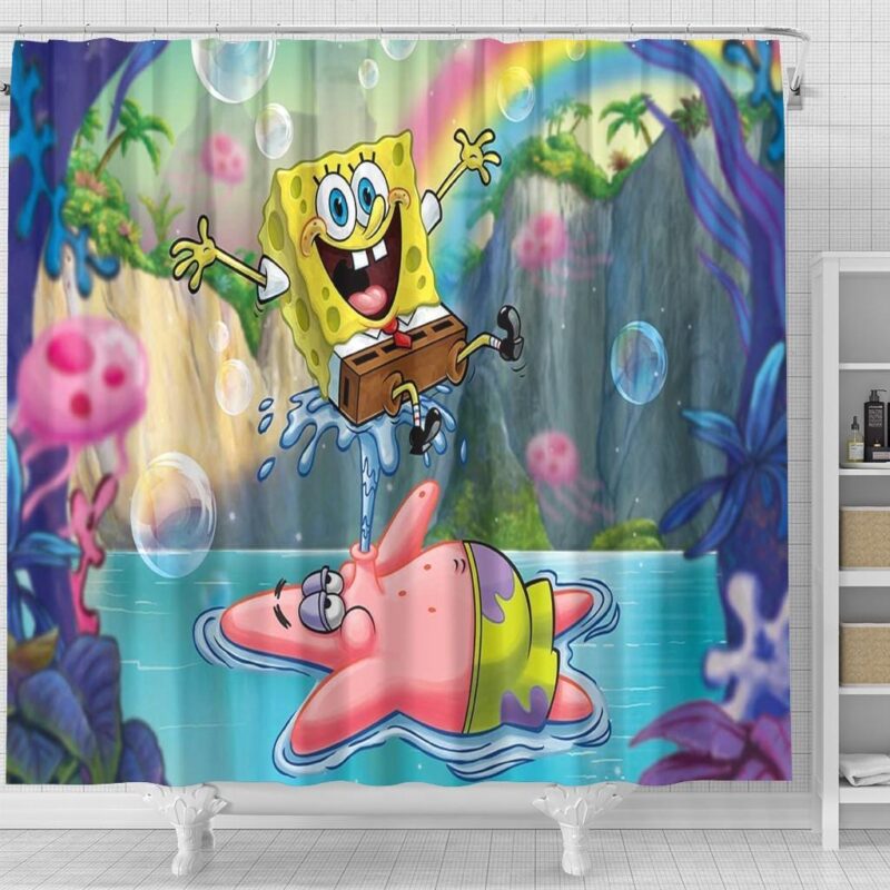 Spongebob Squarepants Cartoon Bathroom Set - Funny Shower Curtain Set BRS214