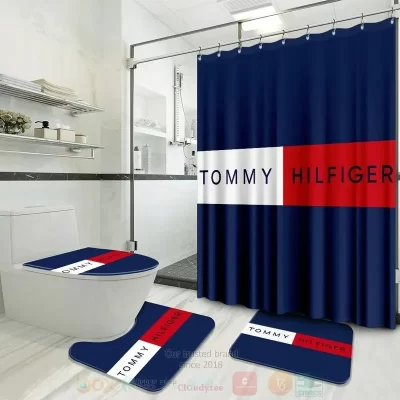 Tommy Hilfiger Navy Inspired Luxury Shower Curtain Set BRS297