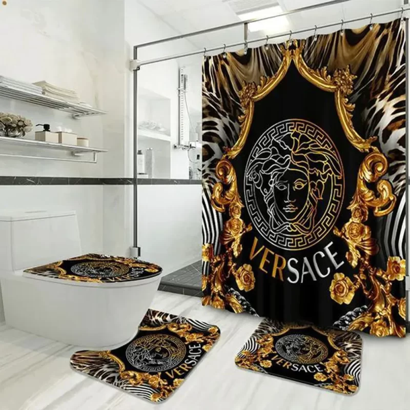 Versace Medusa Fashion Bathroom Set Luxury Shower Curtain Bath Rug Mat Home Decor BRS172