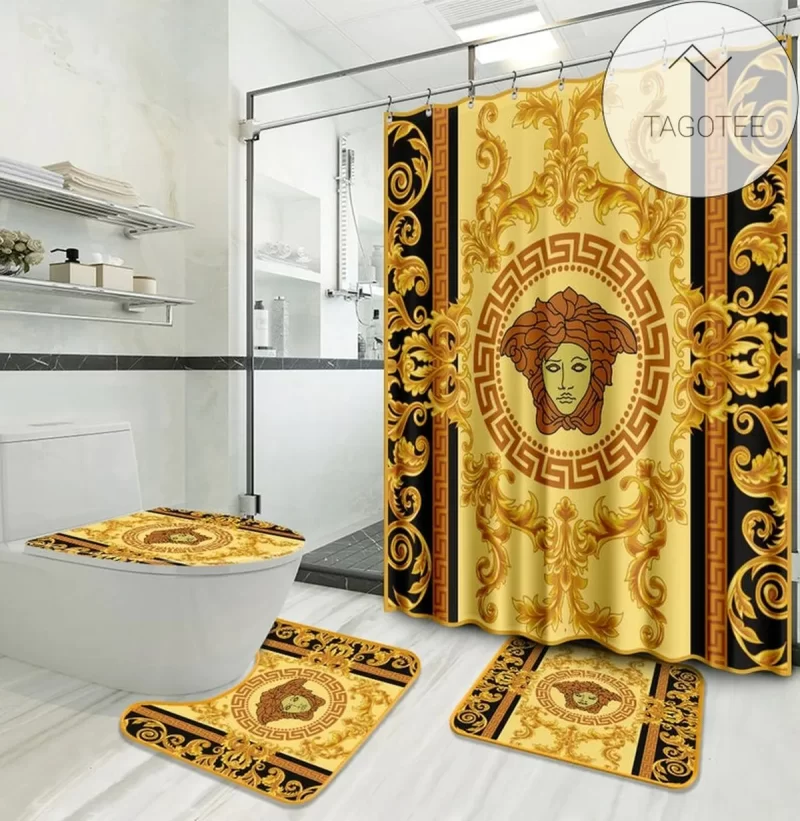 Versace Type Shower Curtain Waterproof Luxury Bathroom Mat Set Luxury Brand Shower Curtain Luxury Curtains BRS834