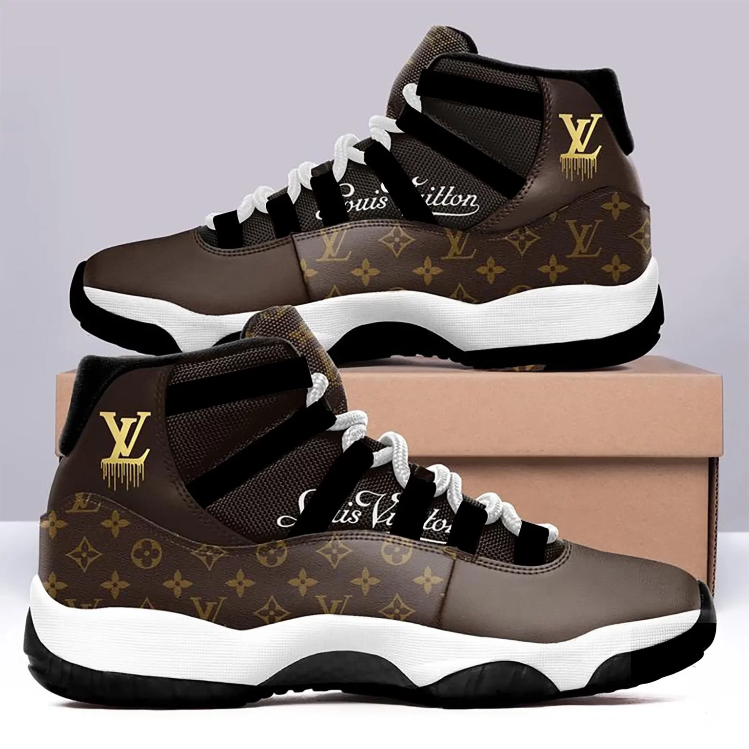 Brown Monogram Louis Vuitton Air Jordan 11 Sneakers Shoes LV Gifts JD11089