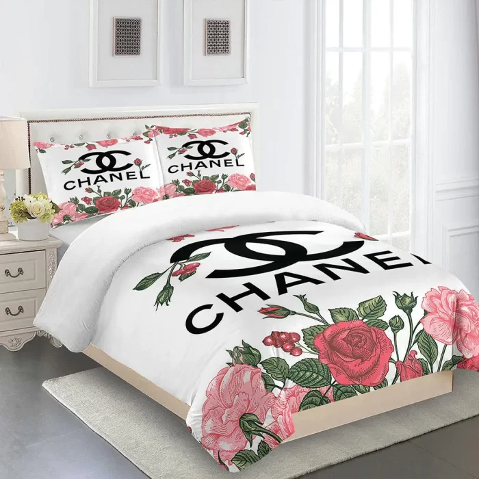 Chanel Flowers Luxury Brand Bedding Set Duvet Cover BS030