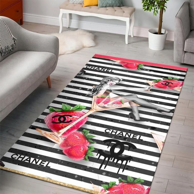 Chanel Lady Strawberry Fashion Luxury Brand Premium Area Rug Carpet Floor Decor RR2660