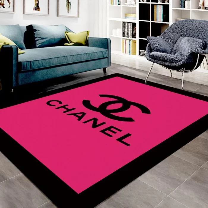 Chanel Pink Luxury Area Rug For Living Room Bedroom Carpet Floor Decor Mat RR3058