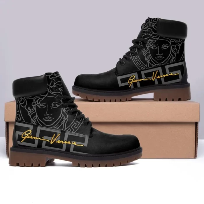 Gianni Versace Medusa Pattern Black Luxury Brand Boots Premium DCB013