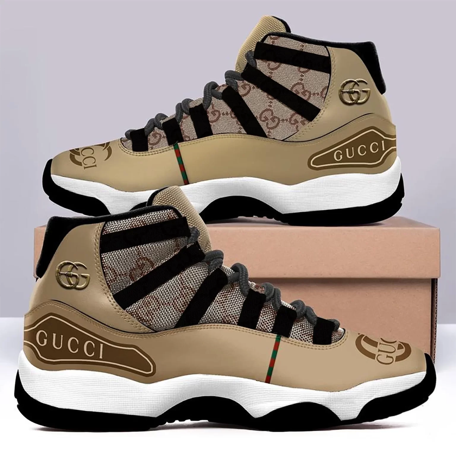 Gucci Black Gold Air Jordan 11 Sneakers Shoes JD11096