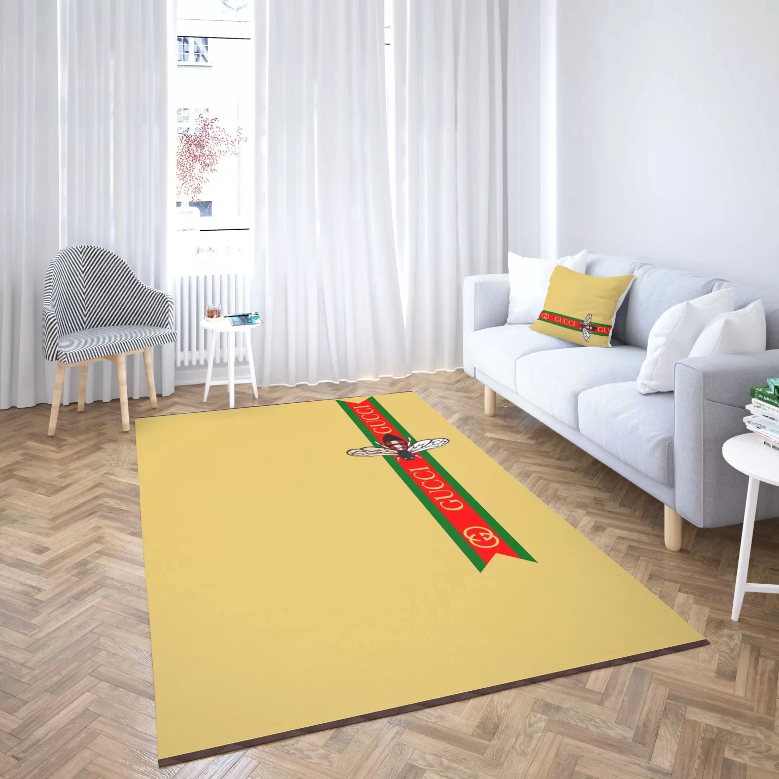 Gucci Dragonfly Luxury Area Rug For Living Room Bedroom Carpet Floor Decor Mat RR3023