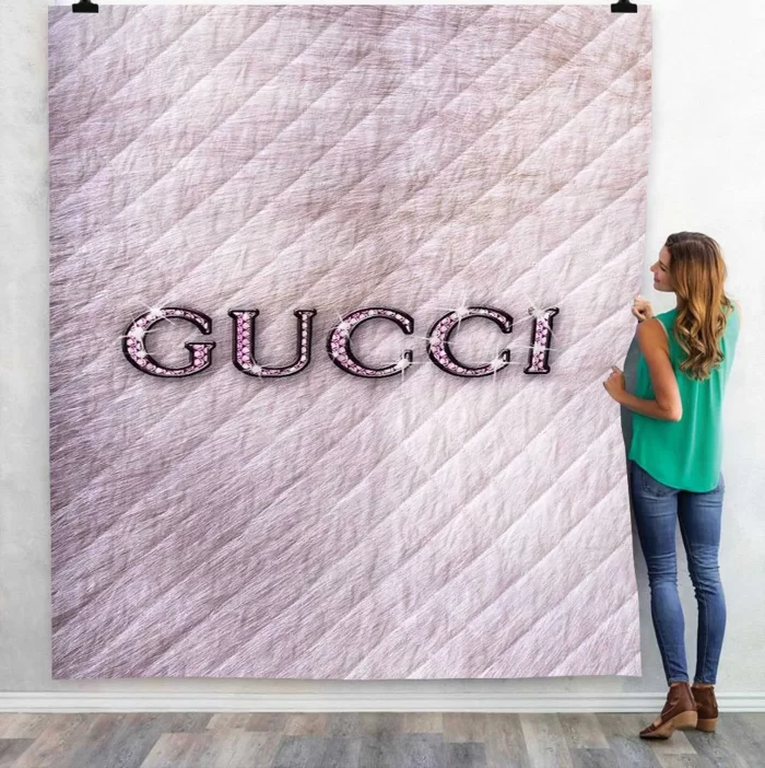 Gucci Fashion Logo Luxury Brand Premium Fleece Sherpa Blanket Sofa Decor BL3085