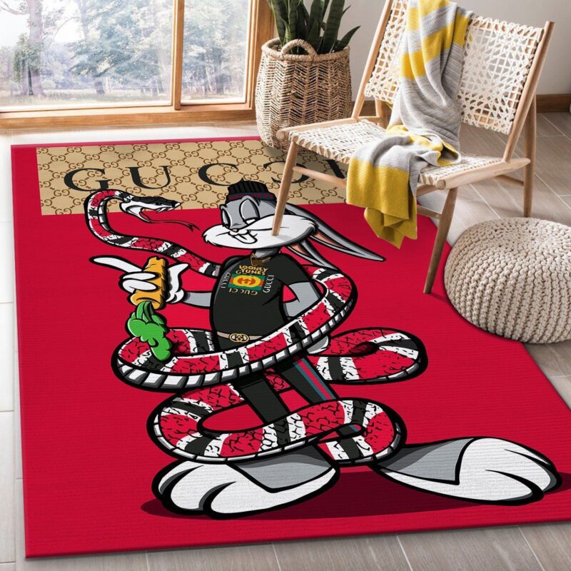 Gucci Logo Buggy Bunny Fashion Luxury Brand Area Rug Carpet Floor Decor Luxury Brand RR2699