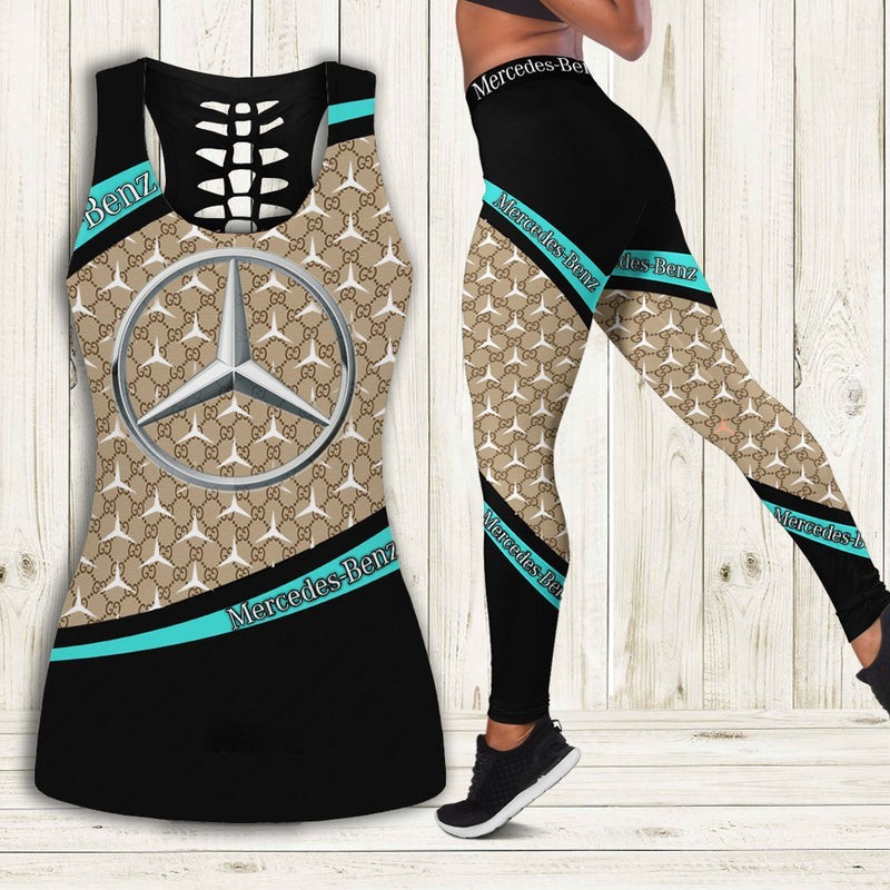 Gucci Mercedes Tank Top Leggings Set Luxury Brand For Women Yoga Gym ...