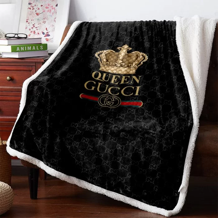 Gucci Queen Fashion Luxury Brand Premium Fleece Sherpa Blanket Sofa Decor BL3097