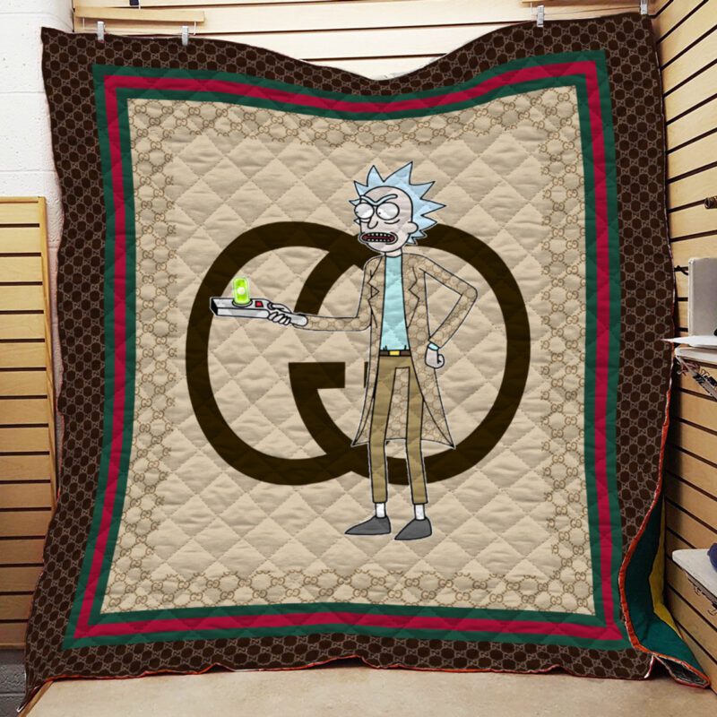 Gucci Rick and Morty Luxury Brand Premium Fleece Sherpa Blanket Sofa Decor BL3181