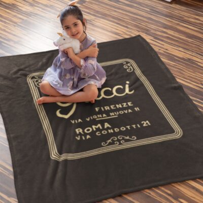 Gucci Roma Luxury Brand Hot Logo Premium Fleece Sherpa Blanket Sofa Decor BL3147