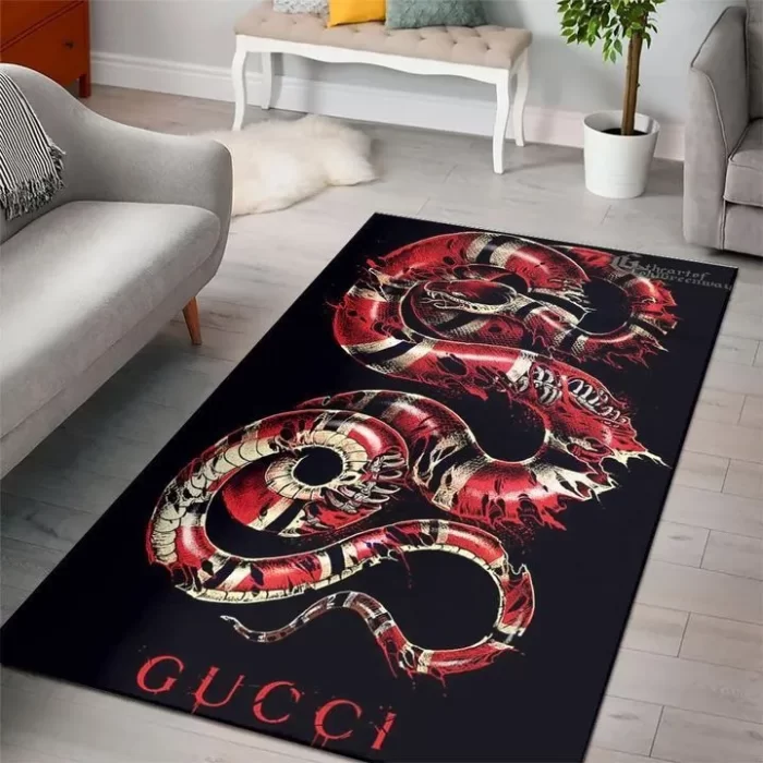 Gucci Snake Black Luxury Area Rug For Living Room Bedroom Carpet Floor Decor Mat RR3204