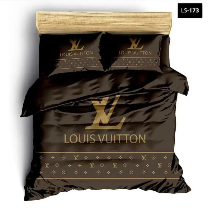 Louis Vuitton Brown Fashion Logo Luxury Brand Premium Bedding Set BS324