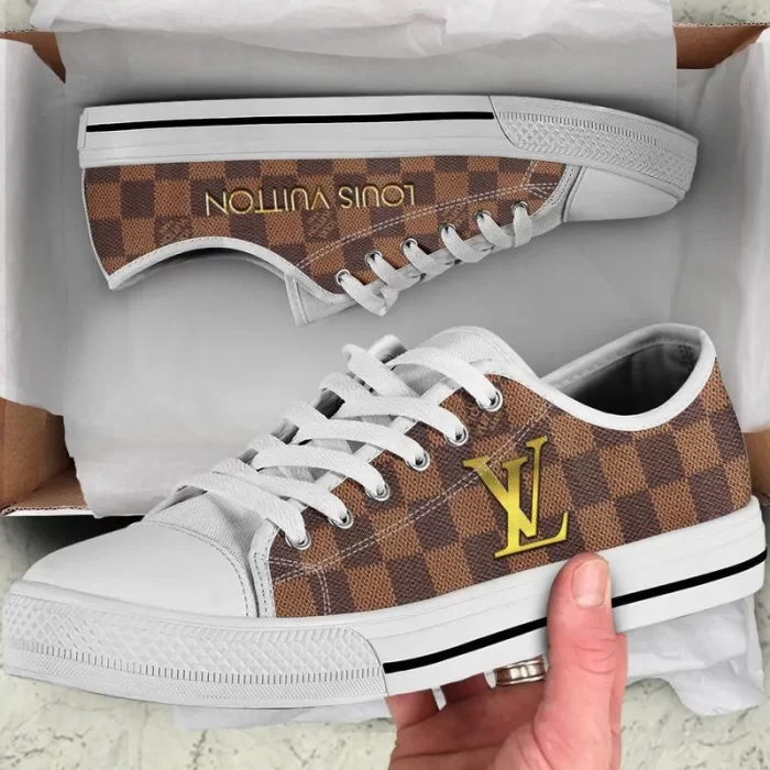 Louis Vuitton Brown Monogram Low Top Canvas Shoes Luxury Brand Sneaker LTS006
