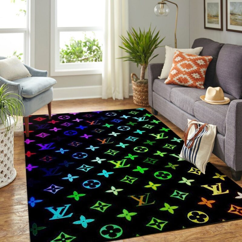 Louis Vuitton Coloful Logo Luxury Brand Premium Area Rug Carpet Living Room Rug Floor Decor RR2761